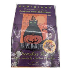 Evergreen Suede Reflections Happy Halloween Decorative Flag 29" x 43" Two-sided